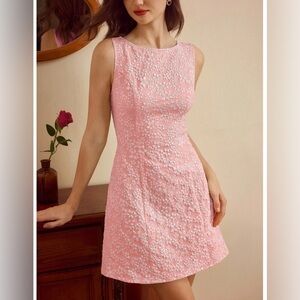 Vintage Inspired Mini Jacquard Sleeveless Dress